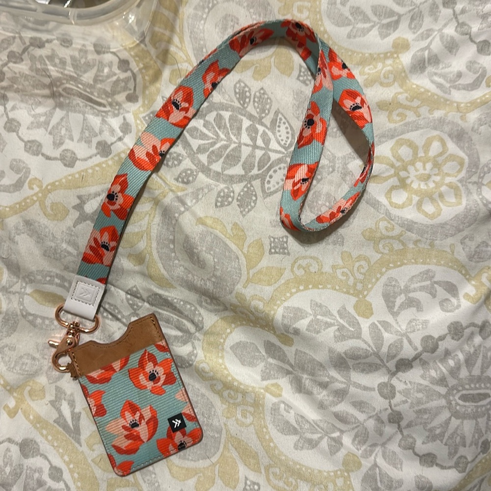Floral Threadwallet card holder and lanyard